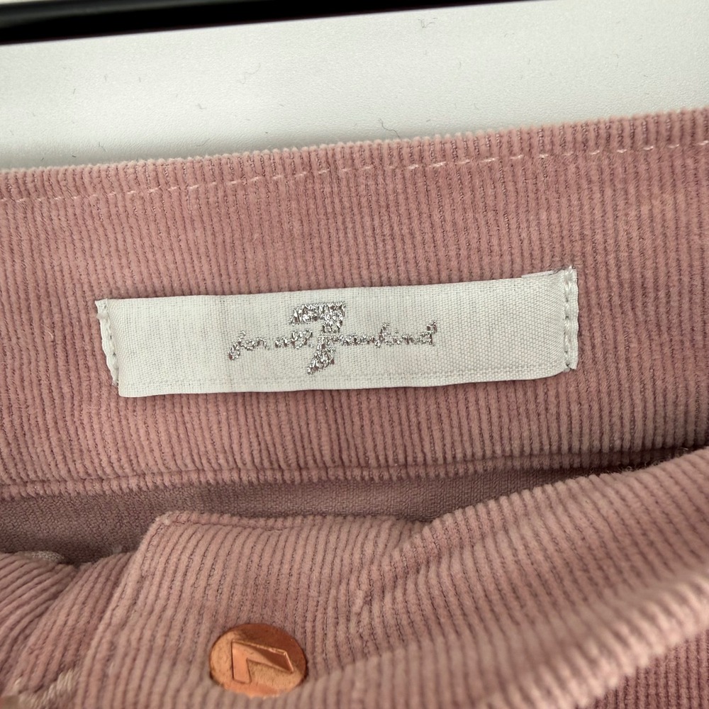 7 FOR ALL MANKIND MAUVE PINK BUTTON DOWN‎ CORDUROY MINI SKIRT SZ 25 NWT - Picture 3 of 7